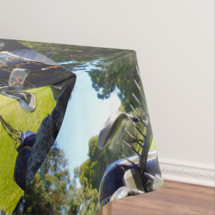 Tasche voll mit Golfklubs, Tischdecke