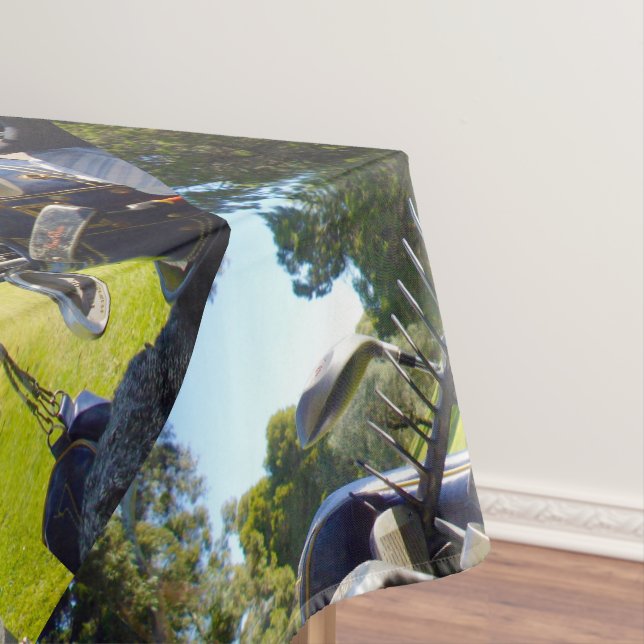 Tasche voll mit Golfklubs, Tischdecke (Beispiel)