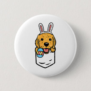 Taschen-Golden-Retriever-Häschen Süße Ostern-Hund Button