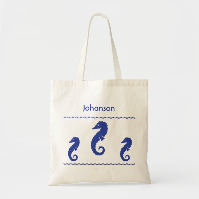 Taschen-Tasche - drei Seepferde und -text Tragetasche (Vorne)