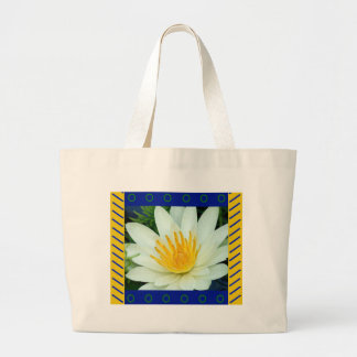 Taschen-Tasche:: Weißes Wasser-Lilie mit Jumbo Stoffbeutel