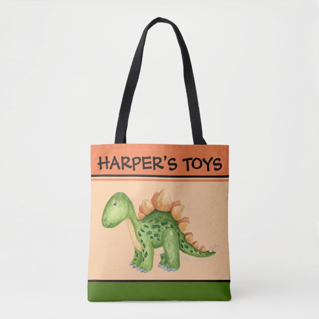 TASCHEN-TASCHEN-DINOSAURIER-PERSONALISIERTER NAME TASCHE (Vorderseite)