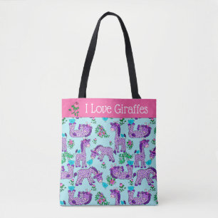 Taschen-wunderliche Baby-Giraffen im lila, Tasche
