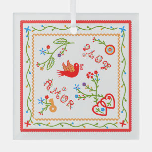 Taschentücher der portugiesischen Liebe Ornament Aus Glas