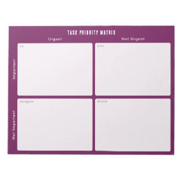 Task Prioritäts- und Planungsmatrix (lila/magenta) Notizblock