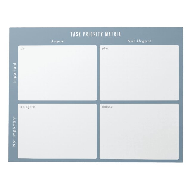 Task Priority and planner Matrix (blue) Notizblock (Vorderseite)