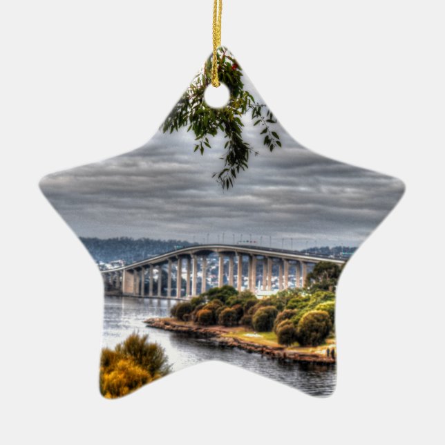 TASMAN BRÜCKE HOBART TASMANIEN AUSTRALIEN KERAMIK ORNAMENT (Vorne)