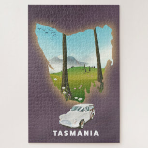 Tasmania illustrated map travel poster.