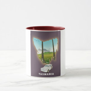 Tasmania illustrierte Karte Reiseplakat. Tasse