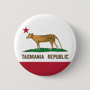 Tasmania Republic Thylacine Flag Tasmanischer Tige Button