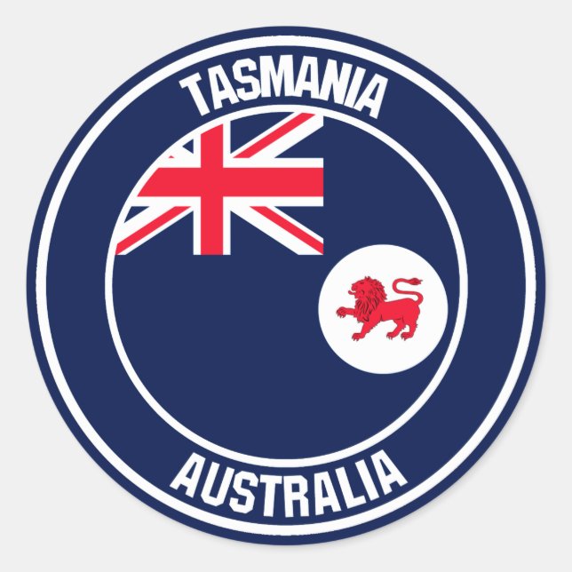 Tasmania Round Emblem Runder Aufkleber (Vorderseite)