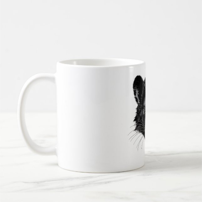 Tasmanian Devil Head Black & White T - Shirt Kaffeetasse (Links)