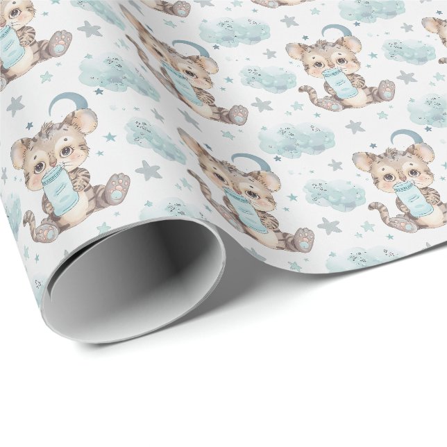Tasmanian Tiger Baby Pastell Wasserfarben Muster Geschenkpapier (Rolleneckpunkt)