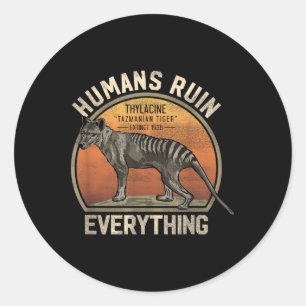 Tasmanian Tiger Thylacine Australian Extinct Anima Runder Aufkleber