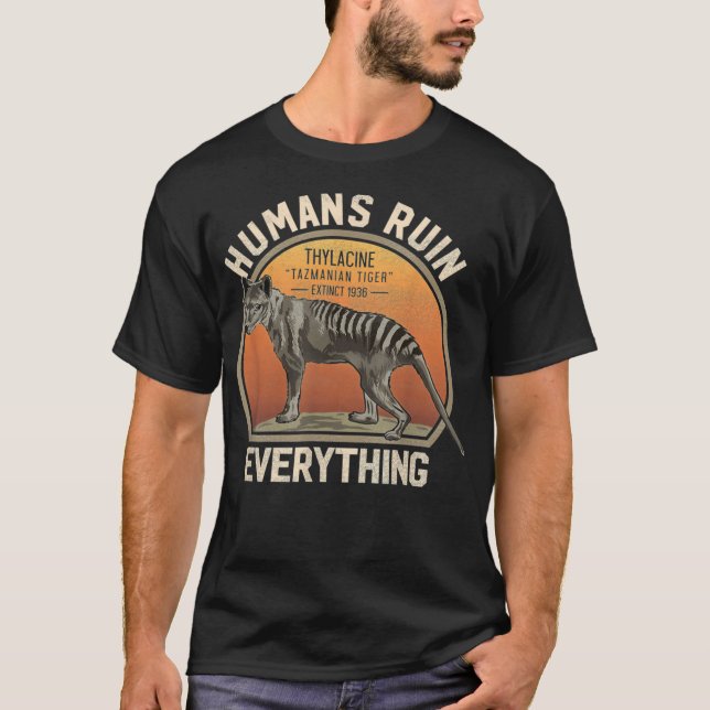 Tasmanian Tiger Thylacine Australisches Aussterben T-Shirt (Vorderseite)