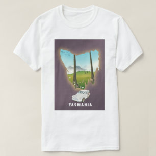 Tasmanien illustrierte Reisekarte Poster. T-Shirt