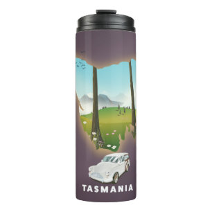 Tasmanien illustrierte Reisekarte Poster. Thermosbecher