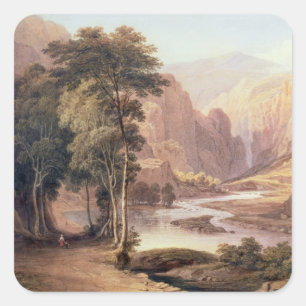 Tasmanische Schlucht (w/c) Quadratischer Aufkleber