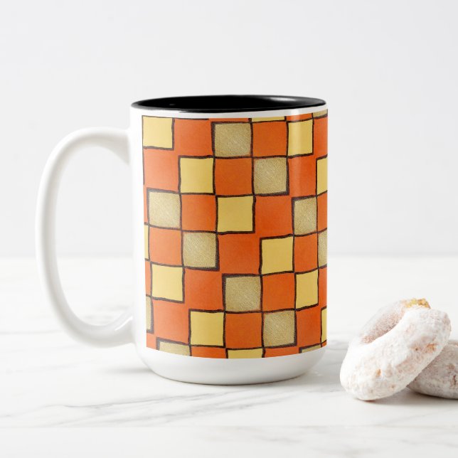 Tasse - 103 - orange und gelb (Mit Donut)