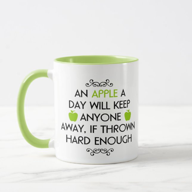 Tasse 11 onces. (once) avec "Apple par jour " (Gauche)
