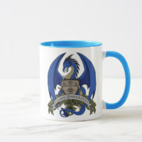 Tasse 11oz des Stonefire Drache-Wappen-(blauer