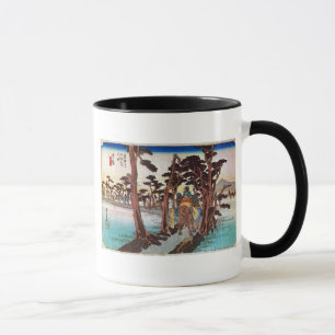 Tasse 15. 吉 原 宿, 重 Yoshiwara-juku, Hiroshige, Ukiyo-e, 広
