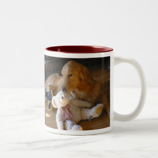 TASSE 2 COULEURS ゴールデンレトリーバー犬とテディーベア