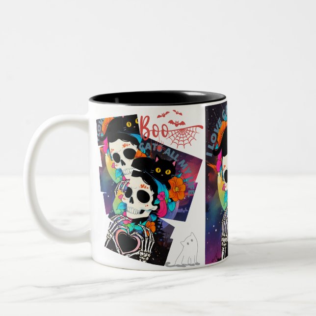 Tasse 2 Couleurs ツートーンマグカップ, 325 ml**スカル＆ブラックキャット ハロウィンマグカップ  (Gauche)