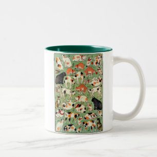 Tasse 2 Couleurs 猫尽両めん合, chats de 芳藤 de l'ère d'Edo, Yoshifuji,