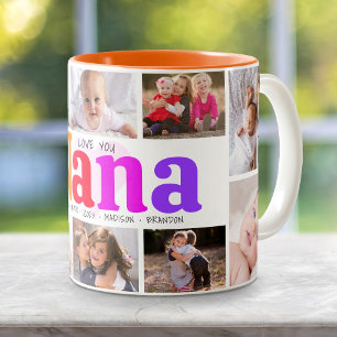 Tasse 2 Couleurs 10 Photo Collage Love You Nana Multicolored Bold