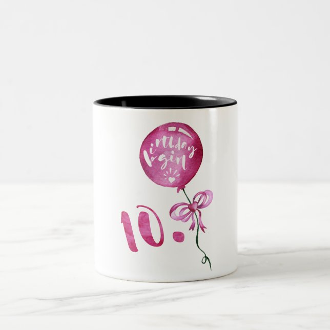 Tasse 2 Couleurs 10ème Fille d'anniversaire, cadeaux de filles (Centre)