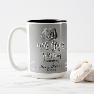 Tasse 2 Couleurs 11e anniversaire Mariage Rose en acier