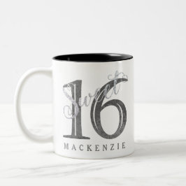 Tasse 2 Couleurs 16e Gris de charbon | Sweet 16 Parties scintillant