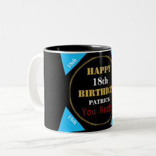 Tasse 2 Couleurs 18e anniversaire Blue Black Gold
