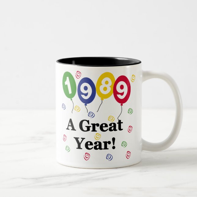 Tasse 2 Couleurs 1989 un anniversaire de grande année (Droit)