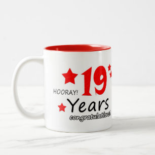 Tasse 2 Couleurs 19e anniversaire, 19 ans Mariage