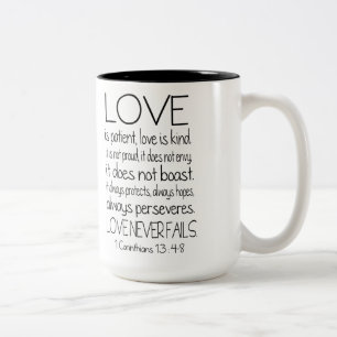 Tasse 2 Couleurs 1 amour de citation de vers de bible de