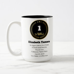 Tasse 2 Couleurs 1 an de travail   Appréciation des employés