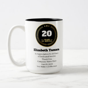Tasse 2 Couleurs 20 ans de travail   Appréciation des employés
