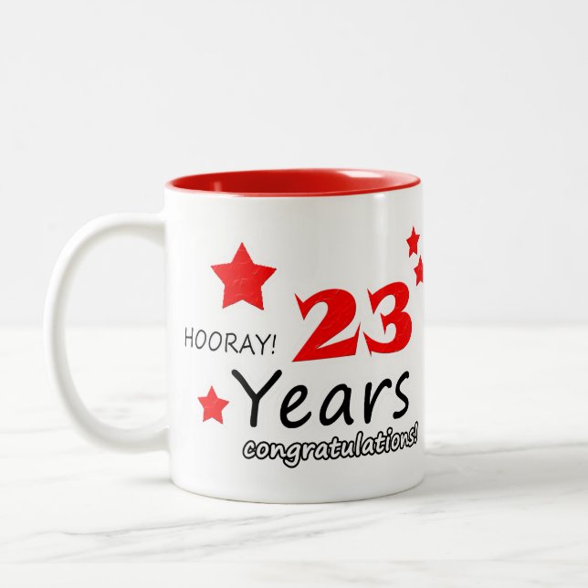 Tasse 2 Couleurs 23e anniversaire, 23 ans Mariage (Gauche)