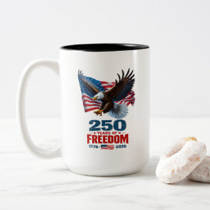Tasse 2 Couleurs 250 Ans de Liberté Aigle Patriotique Drapeau Améri