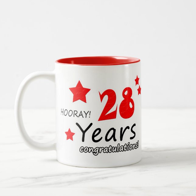 Tasse 2 Couleurs 28e anniversaire, 28 ans Mariage (Gauche)