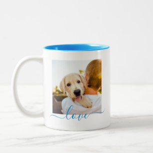 Tasse 2 Couleurs 2 Modèle photo Double face Logique Texte Bleu clai
