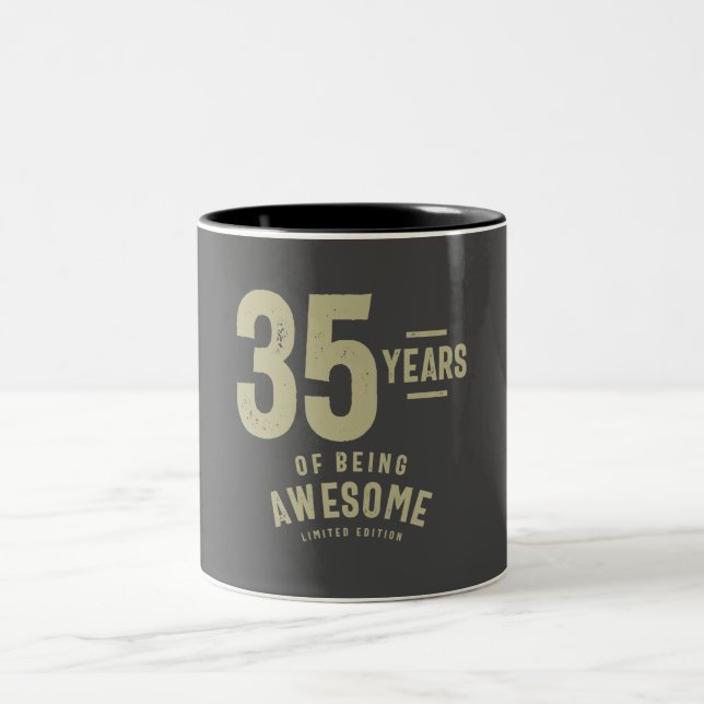 Tasse 2 Couleurs 35 ans d'être génial 35e anniversaire (Centre)
