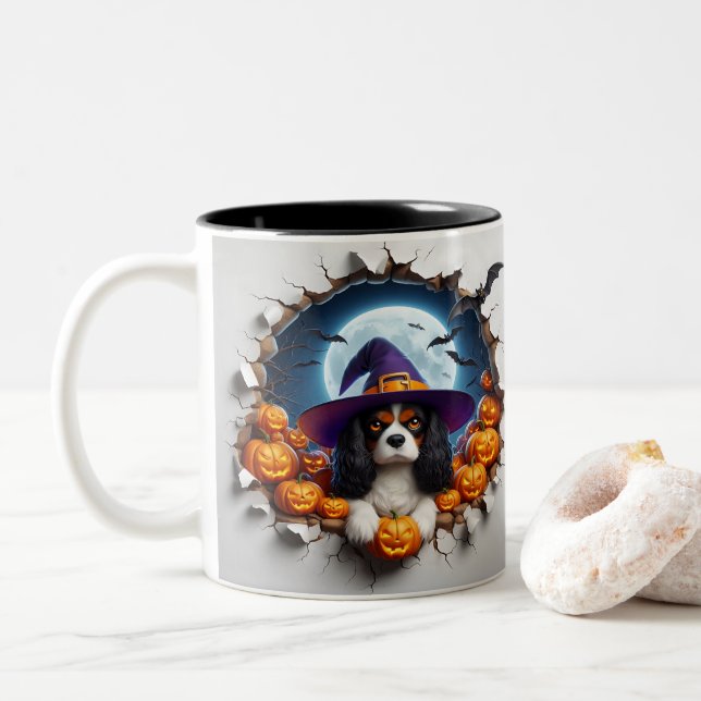 Tasse 2 Couleurs 3D Halloween Dog Breeds Halloween Mugs, Tea/Coffee (Avec donut)