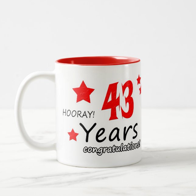 Tasse 2 Couleurs 43e anniversaire, 43 ans Mariage (Gauche)