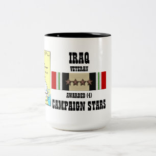 TASSE 2 COULEURS 4 ÉTOILES DE CAMPAGNE VÉTÉRAN IRAKIEN