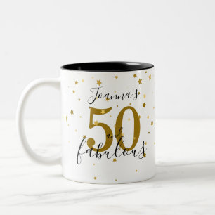 Tasse 2 Couleurs 50 ans et fabuleux Anniversaire avec écriture doré