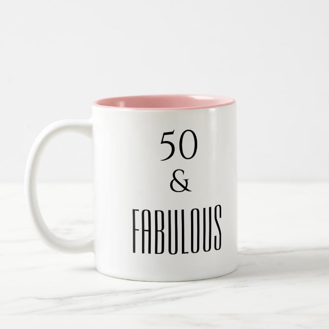 Tasse 2 Couleurs 50 et fabuleux Anniversaire Drôle Citation Noir (Gauche)