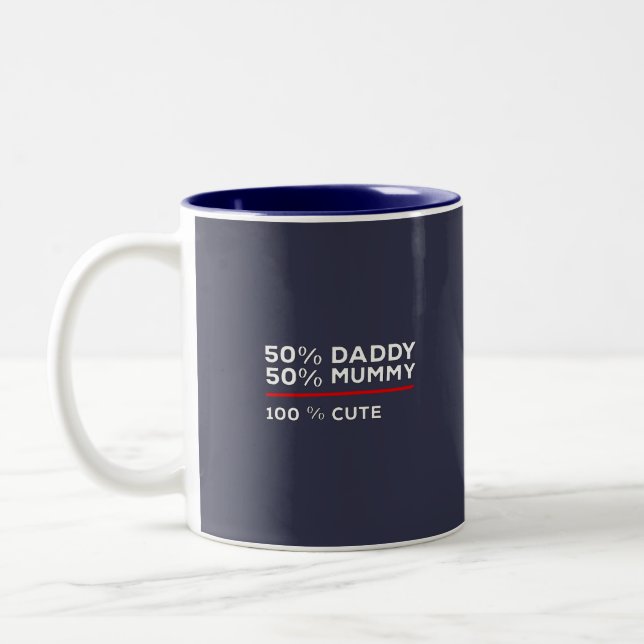 Tasse 2 Couleurs 50% papa 50% maman 100% mignonne (Gauche)